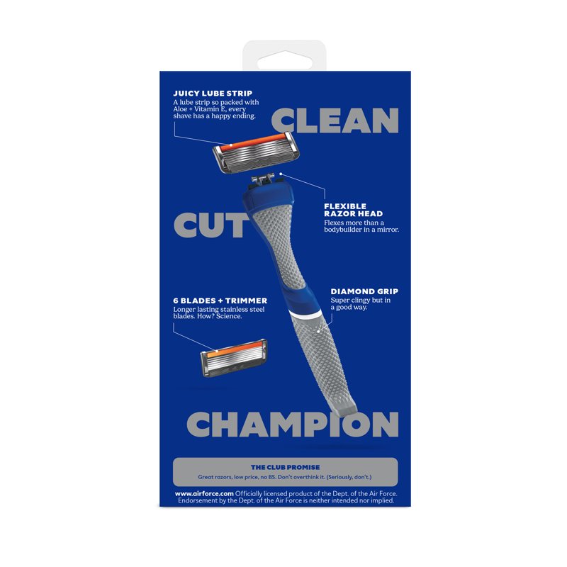 Military Themed 6-Blade Razor Starter Set with Handle & Blades for Close Shave