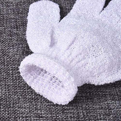 Hotop 4 Pairs Shower Gloves Scrubbing Gloves Dual-Sided Exfoliating Glove Body Bath Scrubs, White
