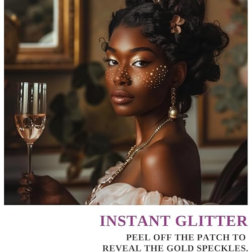10 PCS Glitter Freckles Face Tattoo - 10 Style Shapes Gold Face Glitter Speckles for Festivals, Parties, Raves, and Cosplay - Long-Lasting Waterproof Sparkling Face Stickers for Makeup