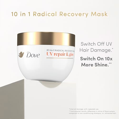 Dove Radical Recovery 10-in-1 Hair Mask 1ct UV Repair & Glow Deep recovery from 99% of UV hair damage with Melting Lumi-Beads 9.2 oz