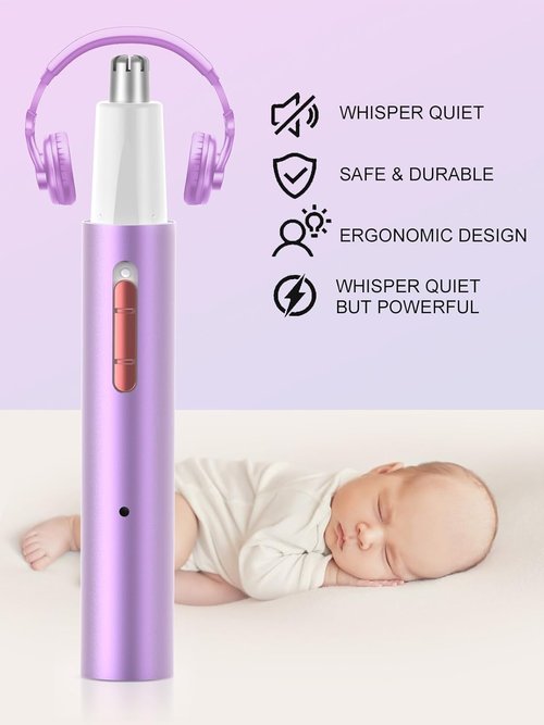 2025 Rechargeable Nose & Ear Hair Trimmer, Dual-Edge Blade Electric Clipper for Women Men, Facial & Eyebrow Hair Removal Tool, Powerful Motor, Painless, Easy to Clean