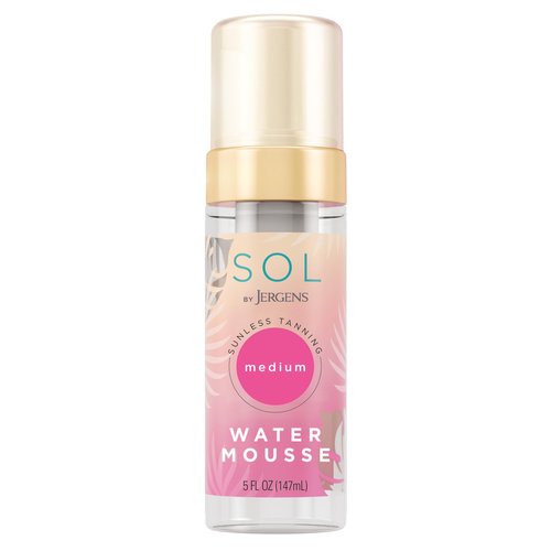SOL by Jergens Deep Water Self Tanner Mousse, Water-based Sunless Tanner with Coconut Water for Fake Tan, Dye-free Tanning Active Derived from Natural Sugars, Medium Color, 5 Ounce