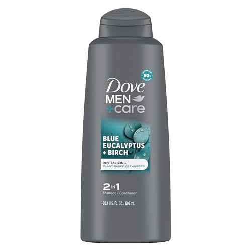 DOVE MEN + CARE Men 2 in 1 Shampoo and Conditioner Eucalyptus + Birch for Healthy-Looking Hair Naturally Derived Plant Based Cleansers 20.4 oz
