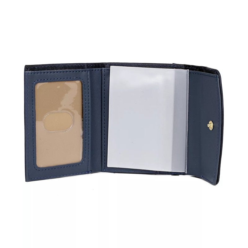Women's Leather Mini-Trifold Wallet with Floral Embossed Logo - Multiple Colors