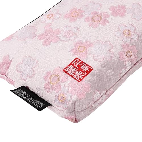 Brocade zipper pouch, lined with lining and front pocket Nishijin brocade, 1, size S. (Shiromomozakura)
