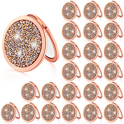 Vicenpal Compact Cosmetic Mirror Round Pocket Makeup for Bridesmaid Gifts Hand Held Small Mirror for Purse Compact Travel Accessory Proposal Bridal Shower Gifts, 2.75 Inch(24 Pcs)