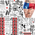5 Sheets HQ Joker Tattoo Stickers For Women Men Adults, Halloween Temporary Tattoos Face Makeup Kit Set, Zombie Halloween Costume ave Party Accessories, Prison Prisoner Inmate Fake Tattoos