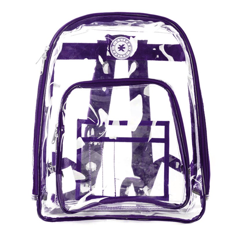 Heavy Duty Transparent School Backpack 17-inch Unisex PVC with Multiple Compartments