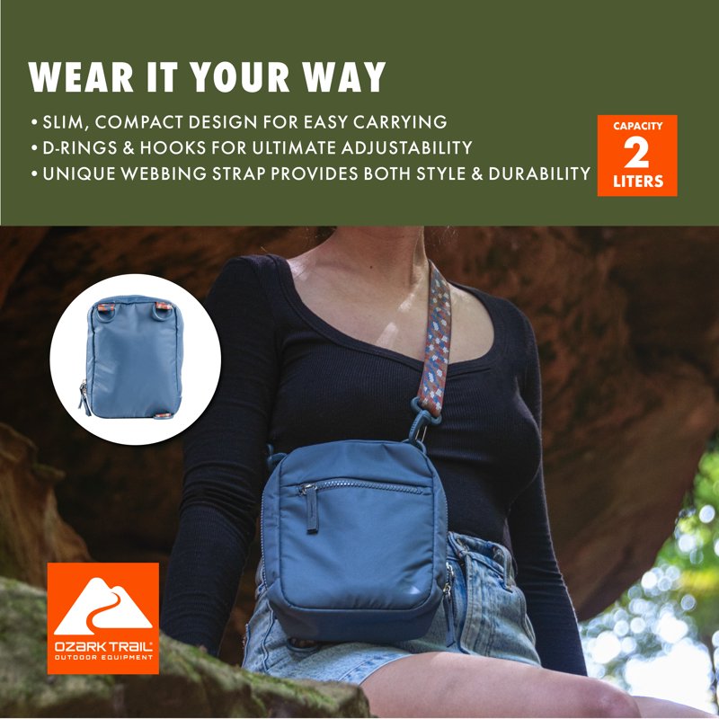 Unisex 2L Nylon Crossbody Bag with Adjustable Strap for Daily Use