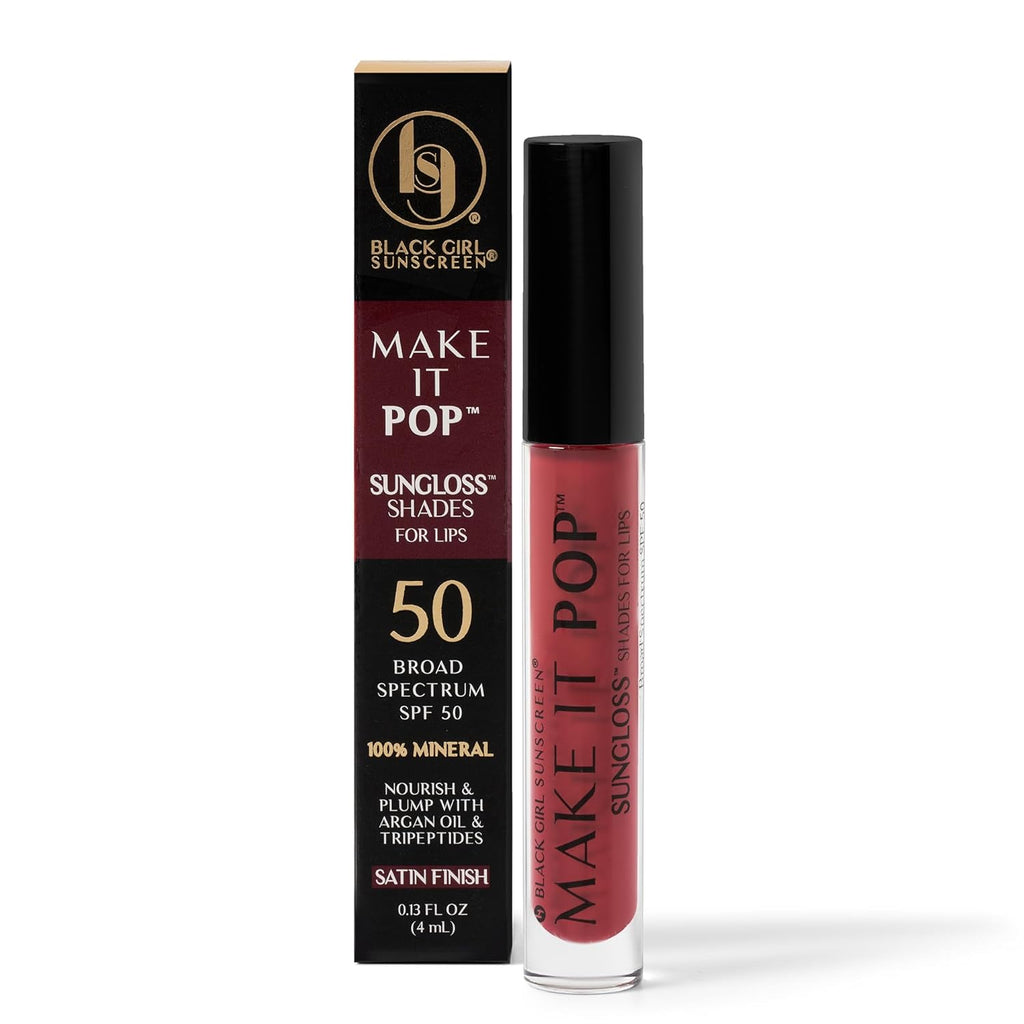 BlackGirlSunscreen BLACK GIRL SUNSCREEN - Make It Pop Sungloss - Revolutionary Sun Protection and Gloss in One - SPF 50 (Cherry Noir)