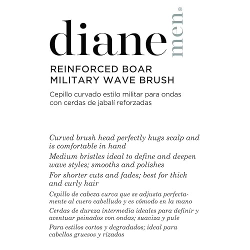 Diane medium firmness reinforced boar bristle, curved military style wave mens hair brush, d8175 (Pack of 2)