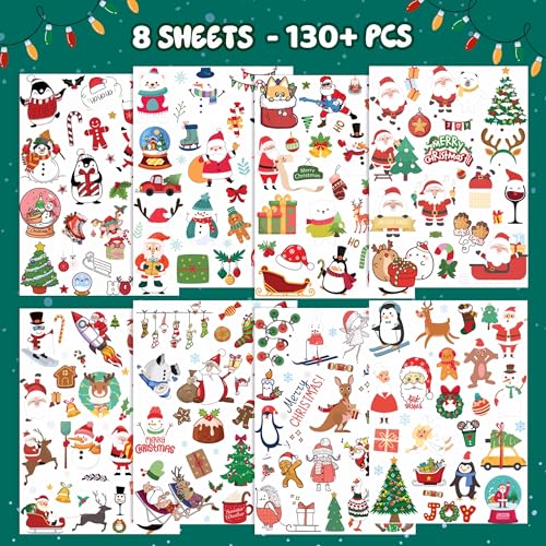 Christmas Temporary Tattoos for Kids Stocking Stuffers and Gifts, Christmas Tattoos Stickers, Holiday Party Supplies, Holiday Decorations Supplies