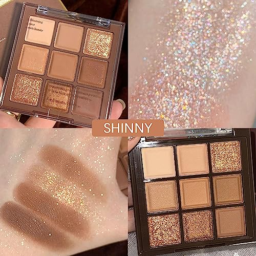 Neutral Brown Eye Shadow palette- Rose Gold Dark Brown Eyeshadow Palette Colorful 9 Colors, Matte Shimmer Highly Pigmented Nude Eyeshadow Palette Makeup Naturing-Looking Long Lasting2