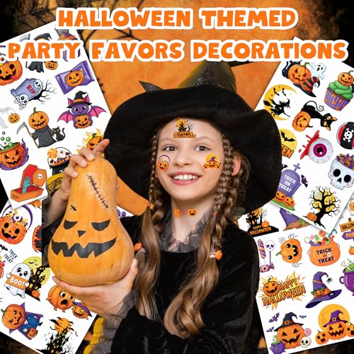 50 PCS Halloween Tattoos for Kids Party Decorations, Treats for Party Supplies Favors, Goodie Bag Stuffers Games for Boys Girls