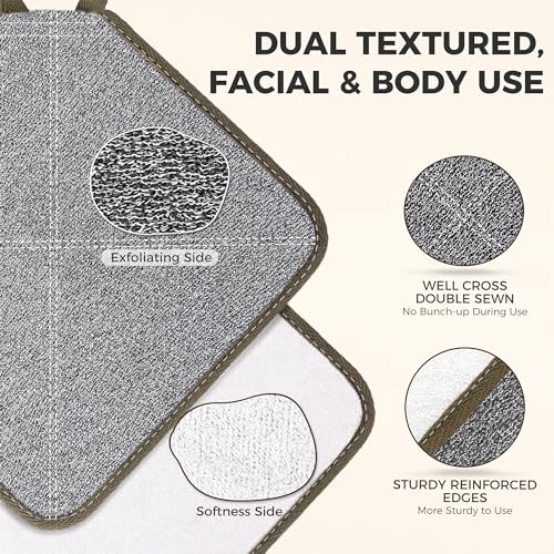 ZOMCHI 3 Pack Exfoliating Washcloth, Premium Facial and Body Wash Cloths with Softness and Scrubbing Two Sides, Bath Cloths for Women and Men (Smoke)