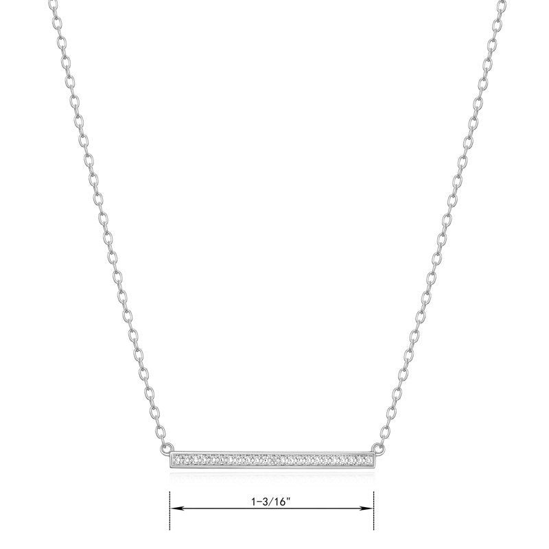 Silver Necklace with Diamond Accent, 18-Inch Classic Bar Pendant Jewelry