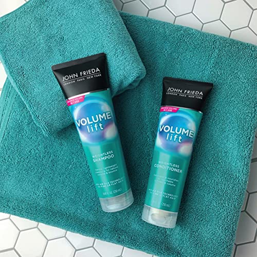John Frieda Volume Lift Weightless Shampoo, Lightweight Volumizing Shampoo with Air-Silk Technology for Fine or Flat Hair, Adds Natural Fullness, Safe for Color-Treated Hair, 8.45 Oz (Pack of 2)