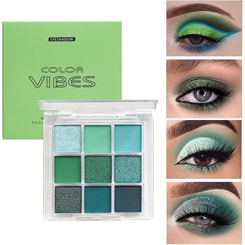 URQT 4 Pack/Set Eyeshadow Palette Set - Rich Colors Eye Makeup Kit, Black, Blue, Green, Purple Eyeshadow Shades, Natural Nude Matte Shimmer Glitter Naked Eye Shadow Pallete Set