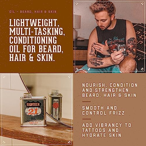 18.21 Man Made Noble Oud & Absolute Mahogany Beard, Hair & Skin Oil 2-Set Bundle, All Hair & Skin Types for Men, Strengthens and Moisturizes in a Manly Aroma
