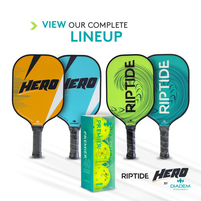 Diadem Riptide HMT Pickleball Paddle - Yellow (7.6oz) for All Skill Levels