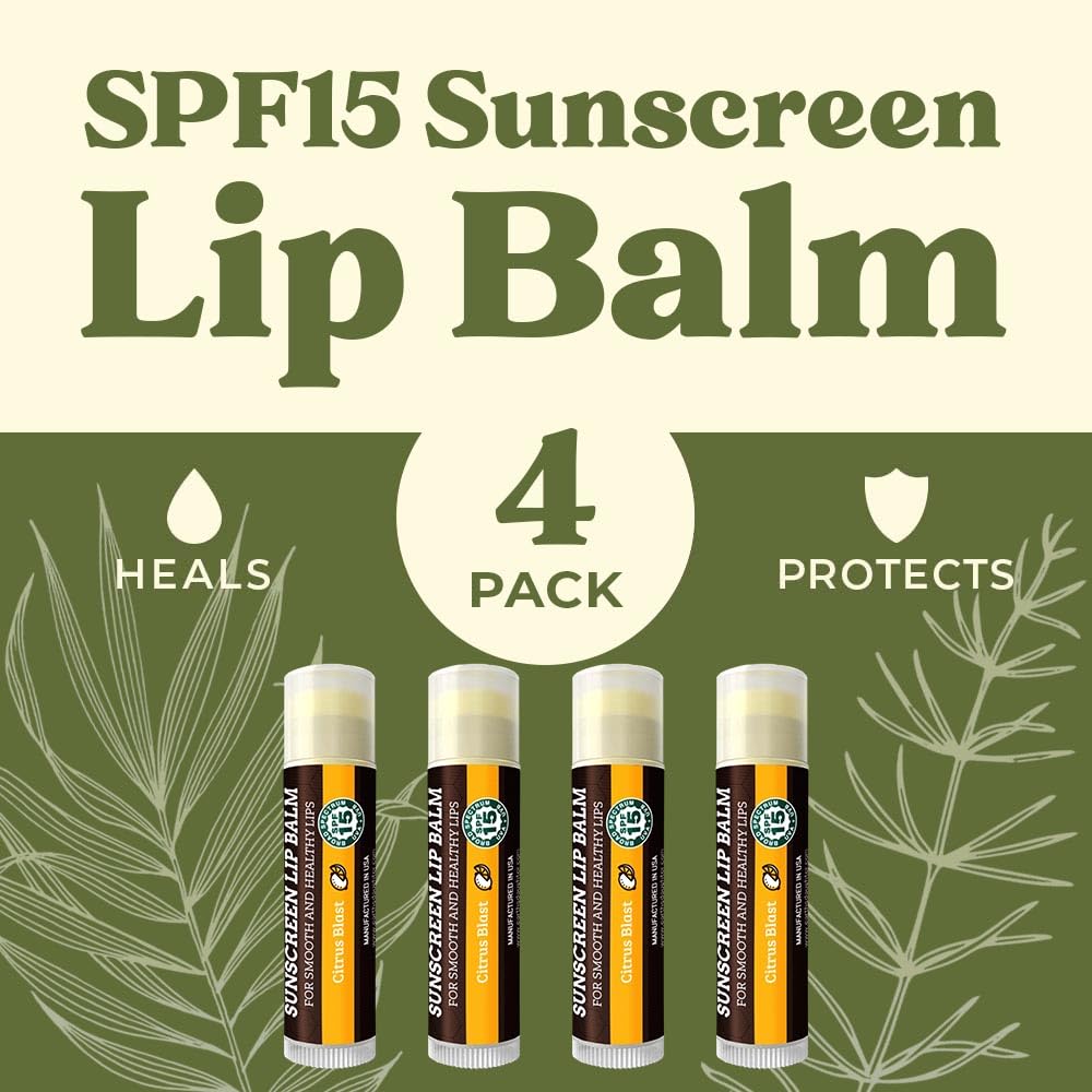 Earth's Daughter USDA Organic Lip Balm 6-Pack - Fruit Flavors, Beeswax, Coconut Oil, Vitamin E - Best Lip Repair Chapstick for Dry Cracked Lips - Moisturizing Lip Care