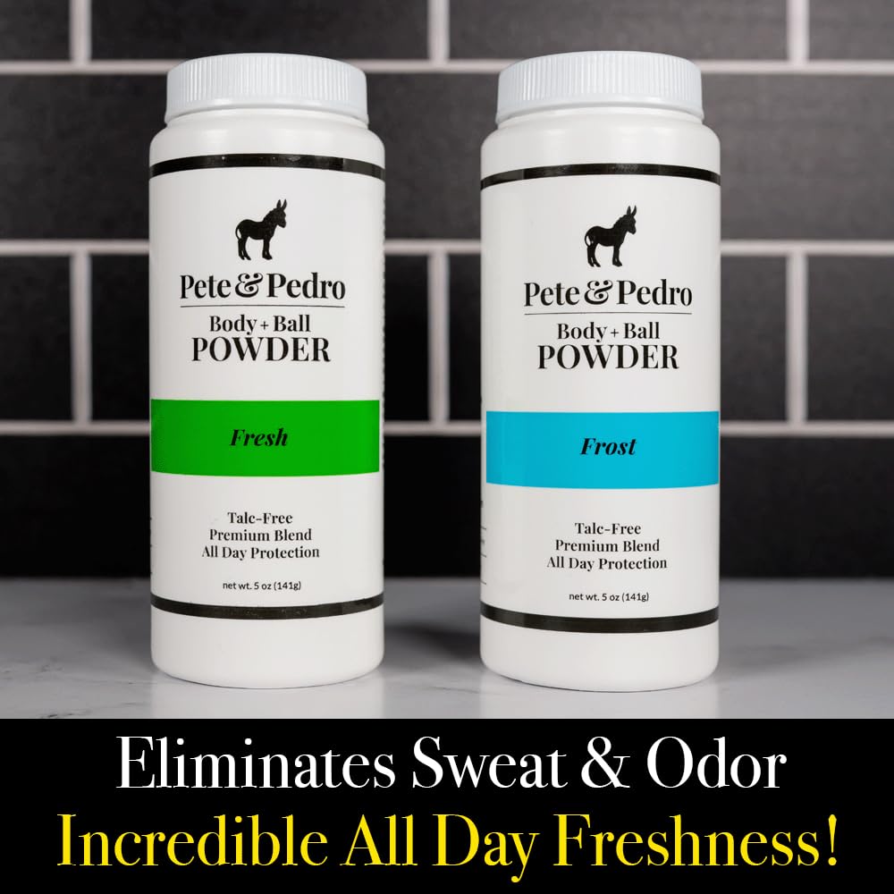 Pete & Pedro Body & Balls Powder (Frost - Cooling Sensation) Talc-Free Ball Powder for Men | Helps with Odor & Absorbs Moisture & Sweat | Deodorant Hygiene for Groin | As Seen on Shark Tank, 5 oz.