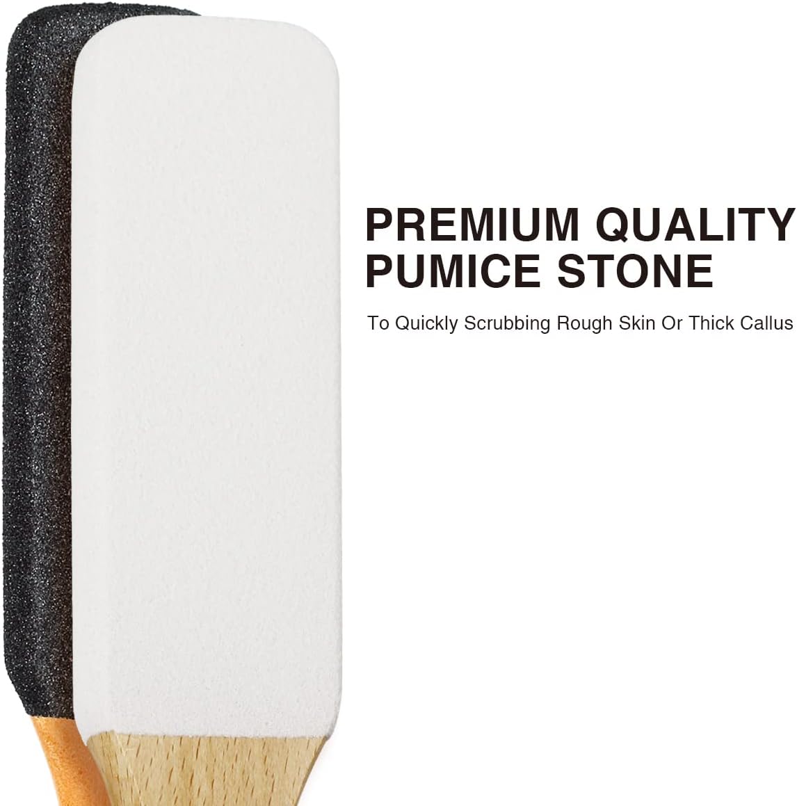 Pumice Stone Foot File (2-Pack), Wooden Handle Foot Scrubber & Callus Remover for Dry, Rough Skin and Corns Pedicure