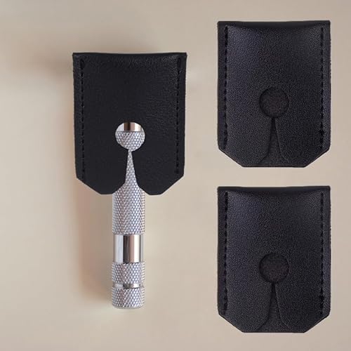 2 Pack Safety Razor Cover Head Blades Protective Case PU Leather Sleeve Storage Sheath Travel Carrying Protector for King C. Gillette Merkur VIKINGS Double Edge Safety Razors with Long Handle