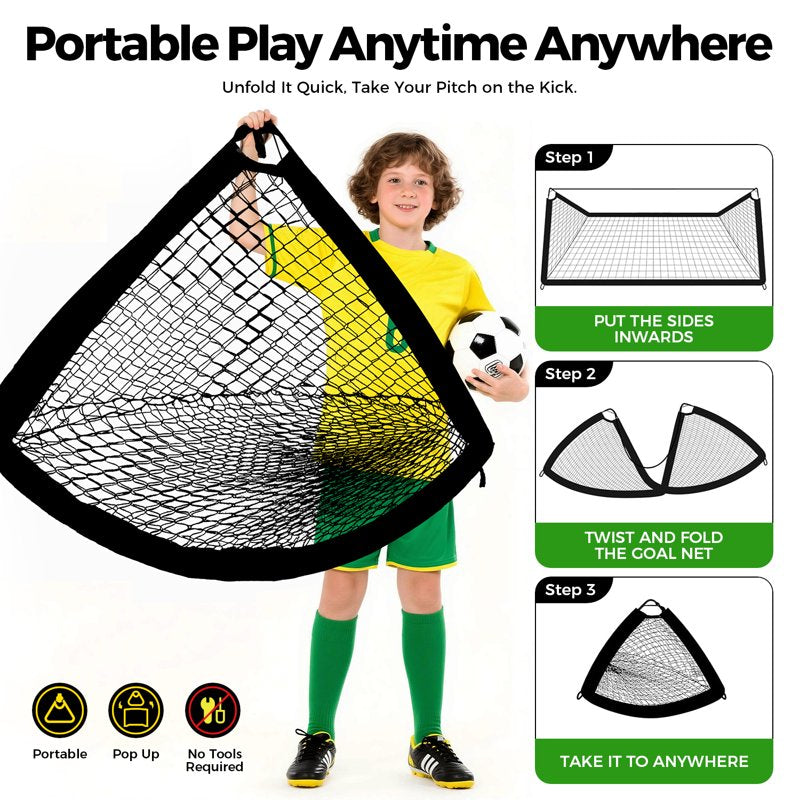 Portable 6x4 ft Kids Soccer Goal Set with Ball & Accessories – Backyard Training