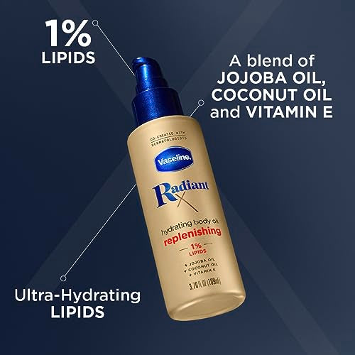 Vaseline Radiant X Replenishing Body Oil with Jojoba & Coconut Oils 3.7oz + Illuminate Me Shea Butter Whipped Body Butter for Melanin Rich Skin 11oz