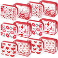 12 Pcs Valentine's Day Makeup Bags Heart Cosmetics Bag PVC Clear Portable Goodie Bags Organizer 7 x 4.3 x 2.4 '' Travel Zippered Toiletry Carry Pouch for Valentine¡®S Day Women Gift