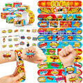 72PCS Hero Party Set - 48PCS Temporary Tattoos & 24PCS Slap Bracelets - Themed Pow Birthday Supplies, Baby Shower Gifts, Classroom Rewards & Party Decor for Kids