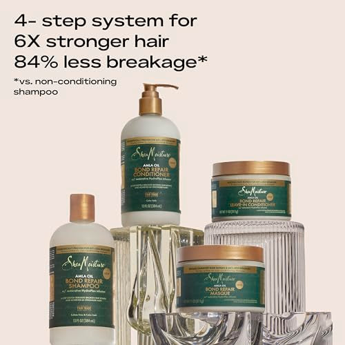 SheaMoisture Bond Repair Shampoo, Conditioner, Leave-In, & Masque 4 Pk Alma Oil to Strengthen Hair with Restorative HydroPlex Infusion