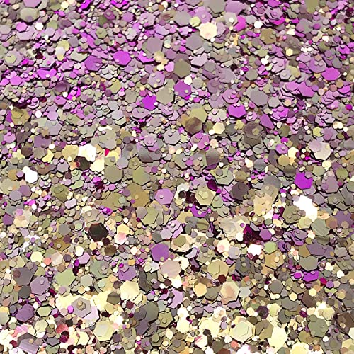 Color Shift - Chunky Cosmetic Glitter ? Festival Rave Beauty Makeup Face Body Nail ? (Lilac/Purple)
