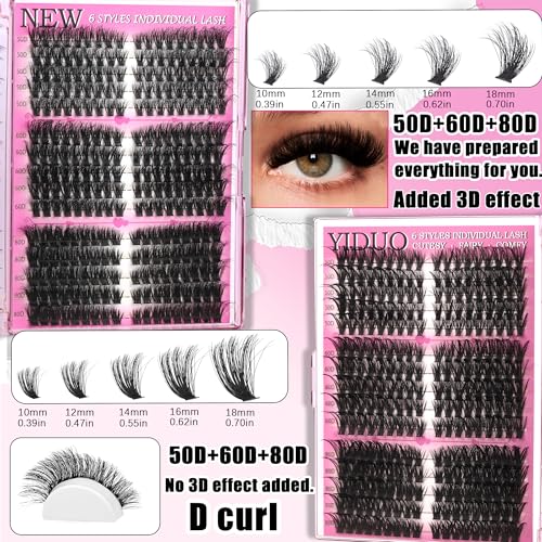 Lash Cluster Kit Makeup Bag Set 1686pcs 40D+50D+60D+80D+100+Spikes+Bottom Full Eyelash Cluster Kit Volume Wispy DIY Lashes Extensions 10-20mm D Curl False Eyelash with 2X Bond&Seal DlY at Home