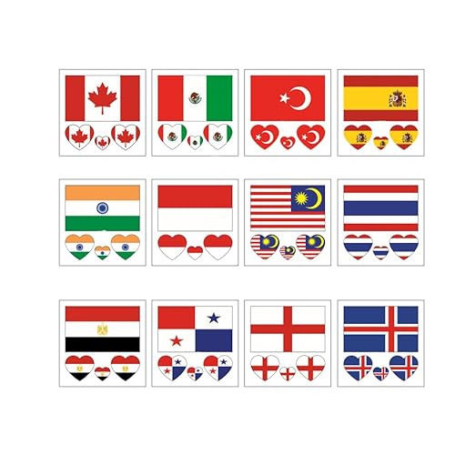 10 Sheets Palestine Flag Tattoos Stickers 40 Pcs Waterproof Sweat Sports National Flag Removable Fake Tattoos
