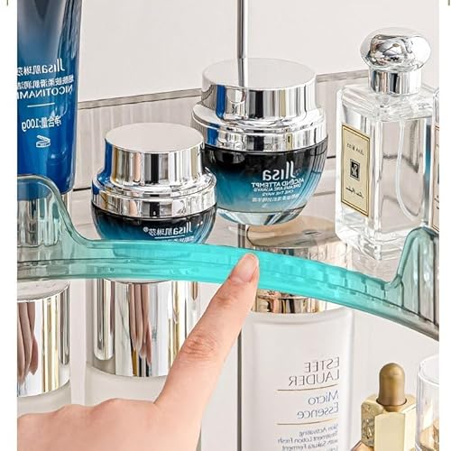 Corner Bathroom Counter Organizer, Vanity Trays for Bathroom, Skincare Makeup Organizer Shelf, Shelf Cosmetics, Toiletries, Lotions, Perfumes (2 Tiers, Clear)