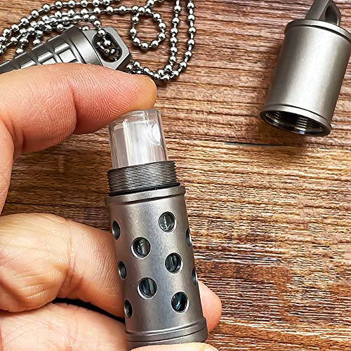 EDC Titanium Perfume Case and Make-Up Bottle and Glass Storage Jar Can be Used as A Keychain Small Items or Pendant