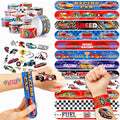 48PCS Race Car Party Set - 24PCS Temporary Tattoos & 24PCS Slap Bracelets - Racing-Themed Birthday Supplies, Baby Shower Gifts, Classroom Rewards & Party Decor for Kids (Boys & Girls)