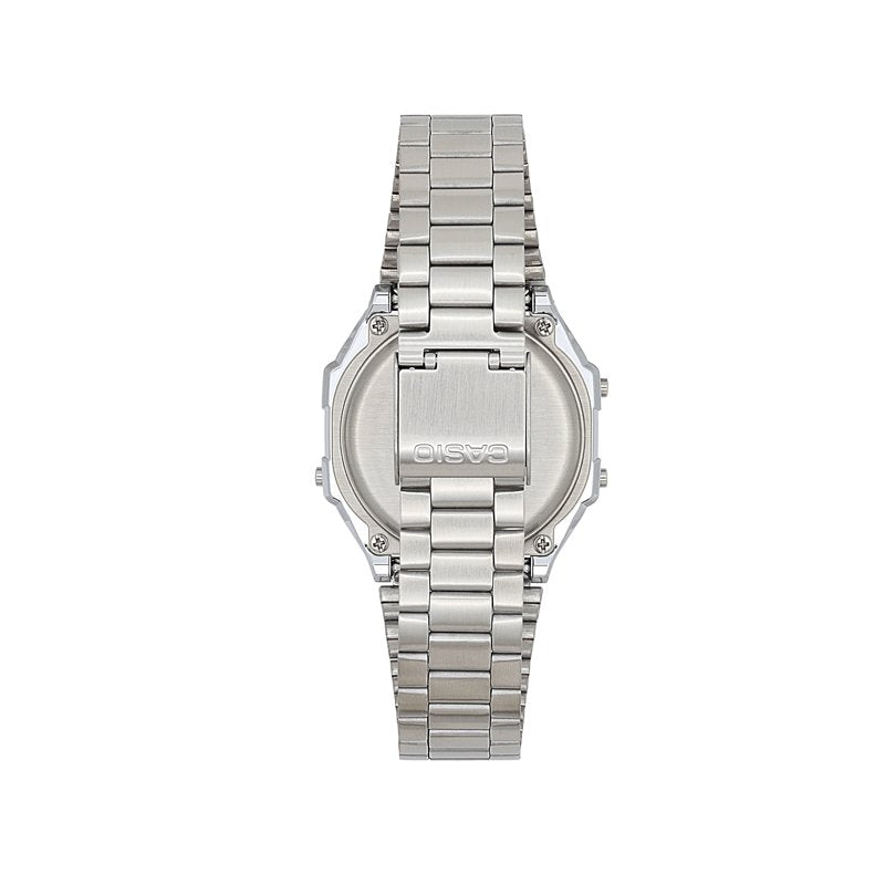 Men's Stainless Steel Watch with Digital Features - Silver & Black