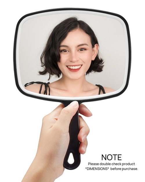 OMIRO Hand Mirror, Large Black Handheld Mirror with Handle, 7.4" W x 10.3" L