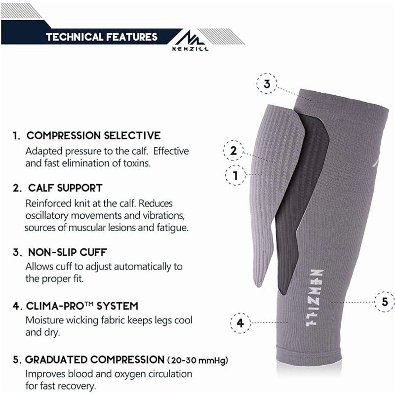 Graduated Compression Calf Sleeves 20-30mmHg for Running, Travel & Recovery