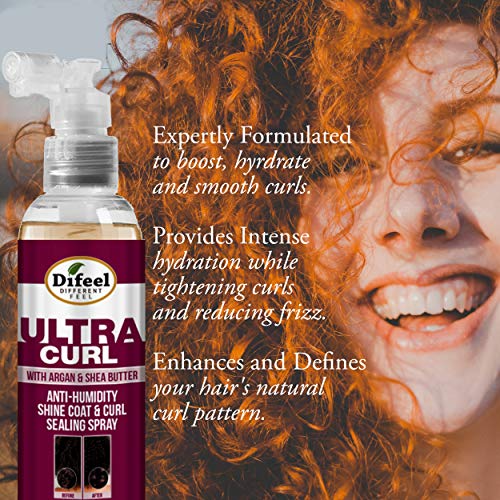 Difeel Ultra Curl Sealing Spray, 8 oz - Hair Treatment for Curly Hair, Anti-Frizz and Humidity-Proof