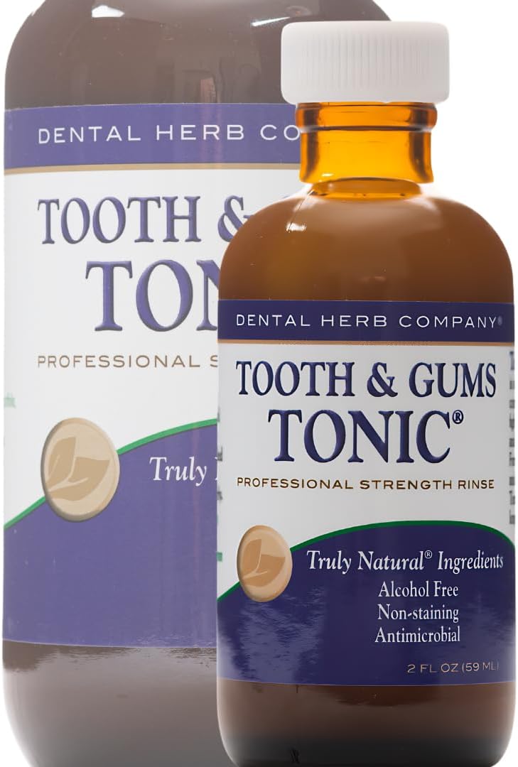 Tooth & Gums Tonic Mouthwash Travel Size (2 oz) - Natural Essential Oil Formula for Bad Breath & Gum Health