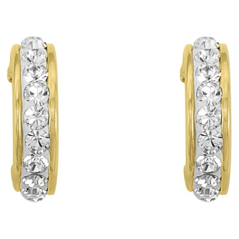 Children's Crystal Earrings Set - 14K Gold Plated Sterling Silver Studs & Hoops