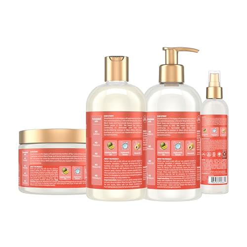 SheaMoisture Curl Stretch Shampoo, Conditioner, Volume Cream, and Refresher Spray with Kalahari Melon Oil and Hyaluronic Serum - Hydrates, Repairs Breakage, Detangles, Minimizes Shrinkage, 4 Pack