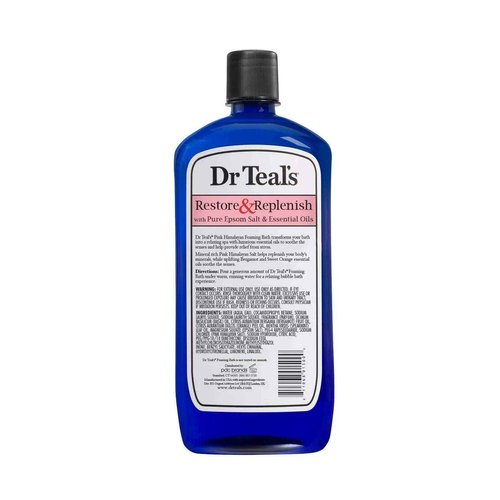 Dr. Teal's Pure Epsom Salt Foaming Bath Gift Set (2 Pack, 34 oz ea.) - Restore & Replenish Pink Himalayan and Glow & Radiance with Vitamin C & Citrus Essential Oils - Long Lasting Bubbles Nourish Skin