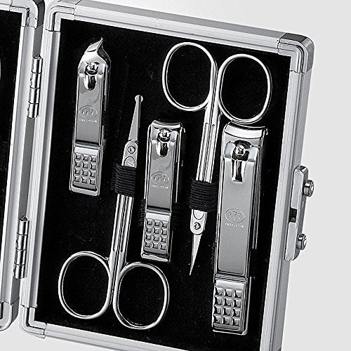 World No.1 THREE SEVEN 777 Manicure Pedicure All-in-One Grooming Kit - Nail Clippers (11 PC, TS-16000VC) Hard Case International Version (Silver)
