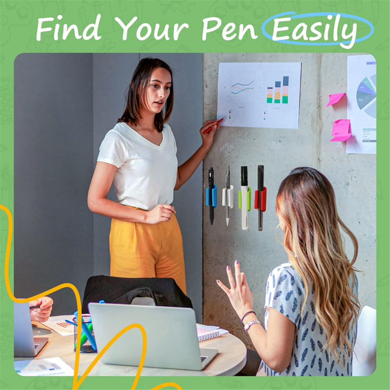 Silicone Pen Holders Pack - Multi-Color, 10 Pack, Adhesive Desk Organizers