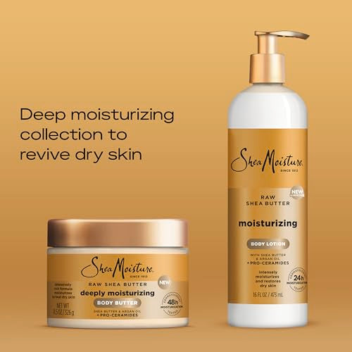 SheaMoisture Deeply Moisturizing Body Butter with Raw Shea Butter, Argan Oil and Pro-Ceramides, Rich Hydration & Healing of Dry Skin, 48H Moisturizing 11.5 oz, (Pack of 2)